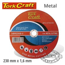 Tork Craft Cutting Disc Steel And Ss 230 X 3.0 X22.22mm Tork Craft Cutting Disc Steel And Ss 230 X 3.0 X22.22mm