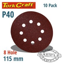 Tork Craft Sanding Disc Velcro 115mm 40 Grit With Holes 10/Pk Tork Craft Sanding Disc Velcro 115mm 40 Grit With Holes 10/Pk