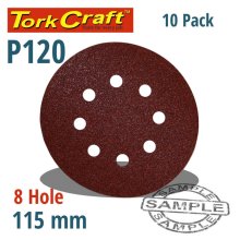 Tork Craft Sanding Disc Velcro 115mm 120 Grit With Holes 10/Pk Tork Craft Sanding Disc Velcro 115mm 120 Grit With Holes 10/Pk