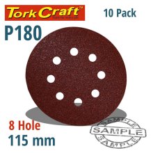 Tork Craft Sanding Disc Velcro 115mm 180 Grit With Holes 10/Pk Tork Craft Sanding Disc Velcro 115mm 180 Grit With Holes 10/Pk