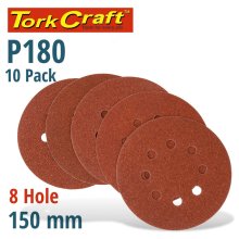 Tork Craft Sanding Disc Velcro 150mm 180 Grit With Holes 10/Pk Tork Craft Sanding Disc Velcro 150mm 180 Grit With Holes 10/Pk