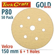 Tork Craft Gold Velcro Disc (50 Pieces) 80 Grit 150mm X 6+1 Holes Tork Craft Gold Velcro Disc (50 Pieces) 80 Grit 150mm X 6+1 Holes
