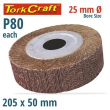 Tork Craft Flap Wheel 205 X 50 X 25mm Bore 80 Grit Per Each Tork Craft Flap Wheel 205 X 50 X 25mm Bore 80 Grit Per Each