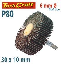 Tork Craft Flap Wheel 30 X 10 X 6mm Shaft 80 Grit Per Each (100 Per Box) Tork Craft Flap Wheel 30 X 10 X 6mm Shaft 80 Grit Per Each (100 Per Box)