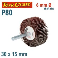 Tork Craft Flap Wheel 30 X 15 X 6mm Shaft 80 Grit Per Each (100 Per Box) Tork Craft Flap Wheel 30 X 15 X 6mm Shaft 80 Grit Per Each (100 Per Box)