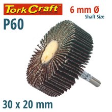 Tork Craft Flap Wheel 30 X 20 X 6mm Shaft 60 Grit Per Each (90 Per Box) Tork Craft Flap Wheel 30 X 20 X 6mm Shaft 60 Grit Per Each (90 Per Box)