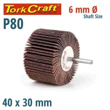 Tork Craft Flap Wheel 40 X 30 X 6mm Shaft 80 Grit Per Each (35 Per Box) Tork Craft Flap Wheel 40 X 30 X 6mm Shaft 80 Grit Per Each (35 Per Box)