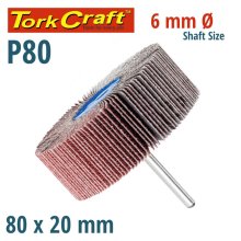 Tork Craft Flap Wheel 80 X 20 X 6mm Shaft 80 Grit Per Each (7 Per Box) Tork Craft Flap Wheel 80 X 20 X 6mm Shaft 80 Grit Per Each (7 Per Box)