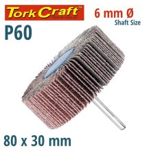Tork Craft Flap Wheel 80 X 30 X 6mm Shaft 60 Grit Per Each (7 Per Box) Tork Craft Flap Wheel 80 X 30 X 6mm Shaft 60 Grit Per Each (7 Per Box)