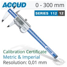 Accud Accud Coolent Proof Digital Caliper With Calibration Cert 0-300mm Accud Accud Coolent Proof Digital Caliper With Calibration Cert 0-300mm