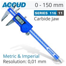 Accud Digital Caliper With Carbide Tipped Jaws 0-150mm/0-6" Accud Digital Caliper With Carbide Tipped Jaws 0-150mm/0-6"