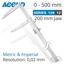 Accud Vernier Caliper Jaw Length 200mm 0-500mm/0-20" Accud Vernier Caliper Jaw Length 200mm 0-500mm/0-20"