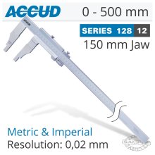 Accud Vernier Caliper Jaw Length 150mm 0-500mm/0-20" Accud Vernier Caliper Jaw Length 150mm 0-500mm/0-20"