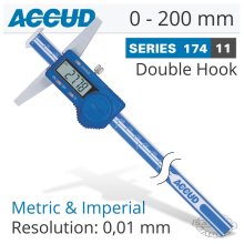 Accud Digital Double Hook Depth Gauge 0-200mm/0-8" Accud Digital Double Hook Depth Gauge 0-200mm/0-8"