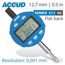 Accud Digital Indicator Flat Back 12.7mm/0.5" Accud Digital Indicator Flat Back 12.7mm/0.5"