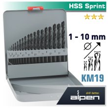 Alpen HSS Sprint Drill Bit Set 19 Piece 1-10 X 0.5mm In Metal Case Alpen HSS Sprint Drill Bit Set 19 Piece 1-10 X 0.5mm In Metal Case