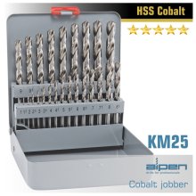 Alpen Cobalt Drill Bit Set 25 Piece 1-13mm X 0.5 In Metal Case