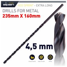 Alpen HSS Drill Bit 4.5mm 235 X 160 Extra Long