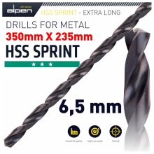 Alpen HSS Drill Bit 6.5mm 350x235mm Extra Long Alpen HSS Drill Bit 6.5mm 350x235mm Extra Long