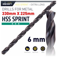Alpen HSS Drill Bit 6mm 330x225mm Extra Long Alpen HSS Drill Bit 6mm 330x225mm Extra Long