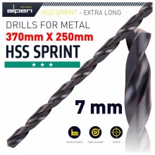 Alpen HSS Drill Bit 7mm 370x250mm Extra Long Alpen HSS Drill Bit 7mm 370x250mm Extra Long