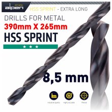 Alpen HSS Drill Bit 8.5mm 390x265mm Extra Long Alpen HSS Drill Bit 8.5mm 390x265mm Extra Long