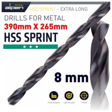 Alpen HSS Drill Bit 8mm 390x265mm Extra Long Alpen HSS Drill Bit 8mm 390x265mm Extra Long