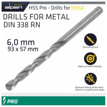 Alpen Pro HSS 6mm Drill Din 338 Rn 135 Split Point Plastic Wallet Alpen Pro HSS 6mm Drill Din 338 Rn 135 Split Point Plastic Wallet