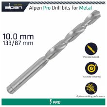 Alpen Pro HSS 10mm Drill Din 338 Rn 135 Split Point Plastic Wallet Alpen Pro HSS 10mm Drill Din 338 Rn 135 Split Point Plastic Wallet