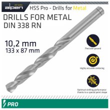 Alpen Pro HSS 10.2mm Drill Din 338 Rn 135 Split Point Plastic Wallet Alpen Pro HSS 10.2mm Drill Din 338 Rn 135 Split Point Plastic Wallet