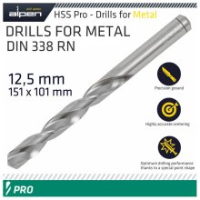 Alpen Pro HSS 12.5mm Drill Din 338 Rn 135 Split Point Plastic Wallet Alpen Pro HSS 12.5mm Drill Din 338 Rn 135 Split Point Plastic Wallet