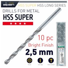 Alpen HSS Drill Bit Long 2.5 X 95mm Bulk Alpen HSS Drill Bit Long 2.5 X 95mm Bulk