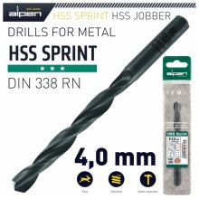 Alpen HSS Sprint Drill Bit 4mm 1/Pack (61504) Alpen HSS Sprint Drill Bit 4mm 1/Pack (61504)