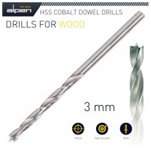 Alpen HSS Cobalt Wood Drill Bit 3mm Alpen HSS Cobalt Wood Drill Bit 3mm