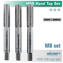 Alpen Hand Tap Set In Pouch M8 HSS 1.25mm Pitch Alpen Hand Tap Set In Pouch M8 HSS 1.25mm Pitch