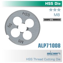 Alpen Die 8mm Round 25x9mm In Pouch HSS 1.25mm Pitch Alpen Die 8mm Round 25x9mm In Pouch HSS 1.25mm Pitch