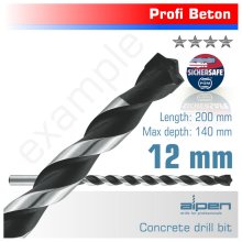 Alpen Concrete Profi Drill Bit 12.0 X 200mm Alpen Concrete Profi Drill Bit 12.0 X 200mm