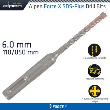 Alpen Force X 6.0 X 110/050 Sds-Plus Drill Bit X4 Cutting Edges - Bulk Alpen Force X 6.0 X 110/050 Sds-Plus Drill Bit X4 Cutting Edges - Bulk