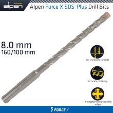 Alpen Force X 8.0 X 160/100 Sds-Plus Drill Bit X4 Cutting Edges - Bulk Alpen Force X 8.0 X 160/100 Sds-Plus Drill Bit X4 Cutting Edges - Bulk