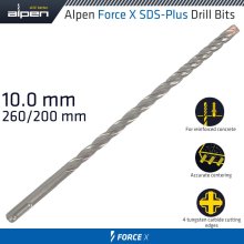 Alpen Force X 10.0 X 260/200 Sds-Plus Drill Bit X4 Cutting Edges - Bulk Alpen Force X 10.0 X 260/200 Sds-Plus Drill Bit X4 Cutting Edges - Bulk