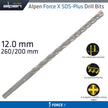 Alpen Force X 12.0 X 260/200 Sds-Plus Drill Bit X4 Cutting Edges - Bulk Alpen Force X 12.0 X 260/200 Sds-Plus Drill Bit X4 Cutting Edges - Bulk