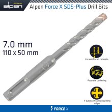 Alpen Force X 7.0 X 110/050 Sds-Plus Drill Bit X4 Cutting Edges Alpen Force X 7.0 X 110/050 Sds-Plus Drill Bit X4 Cutting Edges