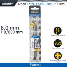 Alpen Force X 8.0 X 110/050 Sds-Plus Drill Bit X4 Cutting Edges Alpen Force X 8.0 X 110/050 Sds-Plus Drill Bit X4 Cutting Edges