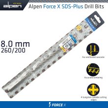 Alpen Force X 8.0 X 260/200 Sds-Plus Drill Bit X4 Cutting Edges Alpen Force X 8.0 X 260/200 Sds-Plus Drill Bit X4 Cutting Edges