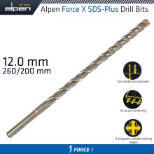Alpen Force X 12.0 X 260/200 Sds-Plus Drill Bit X4 Cutting Edges Alpen Force X 12.0 X 260/200 Sds-Plus Drill Bit X4 Cutting Edges