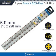 Alpen Force X 6.0 X 310/250 Sds-Plus Drill Bit X4 Cutting Edges Alpen Force X 6.0 X 310/250 Sds-Plus Drill Bit X4 Cutting Edges