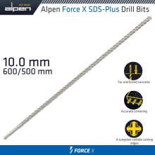 Alpen Force X 10.0 X 600/550 Sds-Plus Drill Bit X4 Cutting Edges Alpen Force X 10.0 X 600/550 Sds-Plus Drill Bit X4 Cutting Edges