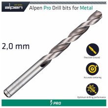 Alpen Pro 2.0mm HSS Drill Din 338 Rn 135 Alpen Pro 2.0mm HSS Drill Din 338 Rn 135