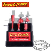 Tork Craft Router Bit Set 6pc Plastic Box 1/4 Shank Tork Craft Router Bit Set 6pc Plastic Box 1/4 Shank