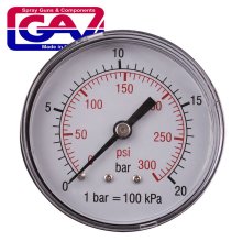 Gav Pressure Gauge 0-20bar1/4rear 63mm D6314r20 Gav Pressure Gauge 0-20bar1/4rear 63mm D6314r20